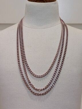 EUC Anodized Pink Aluminum 75" Extra Long Chunky Chain Necklace